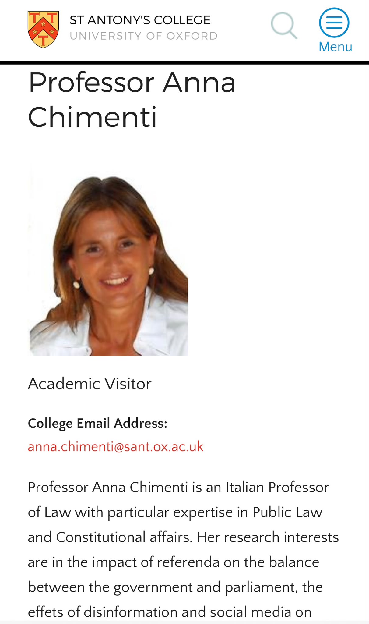 Ritratto di Prof. Anna Chimenti